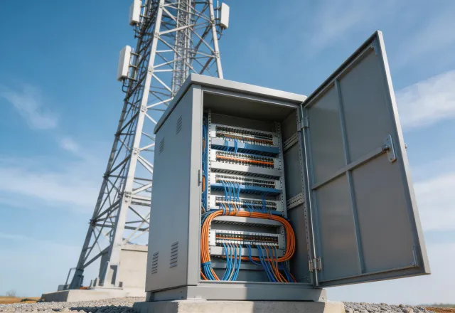 SBA Communications telecom cabinet installed at a cell tower site